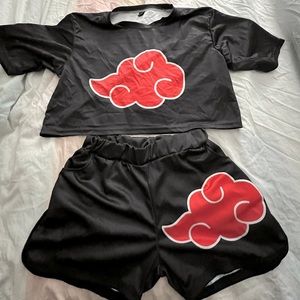 NARUTO AKATSUKI Two Piece crop top & shorts outfit